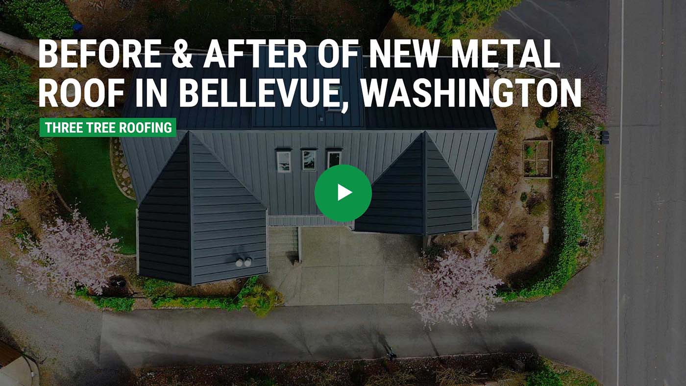 Before & After of New Metal Roof in Bellevue, Washington