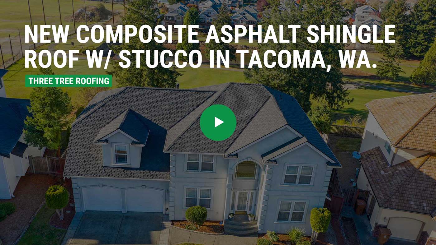 New Composite Asphalt Shingle Roof W/ Stucco in Tacoma, WA. - Roofing Video