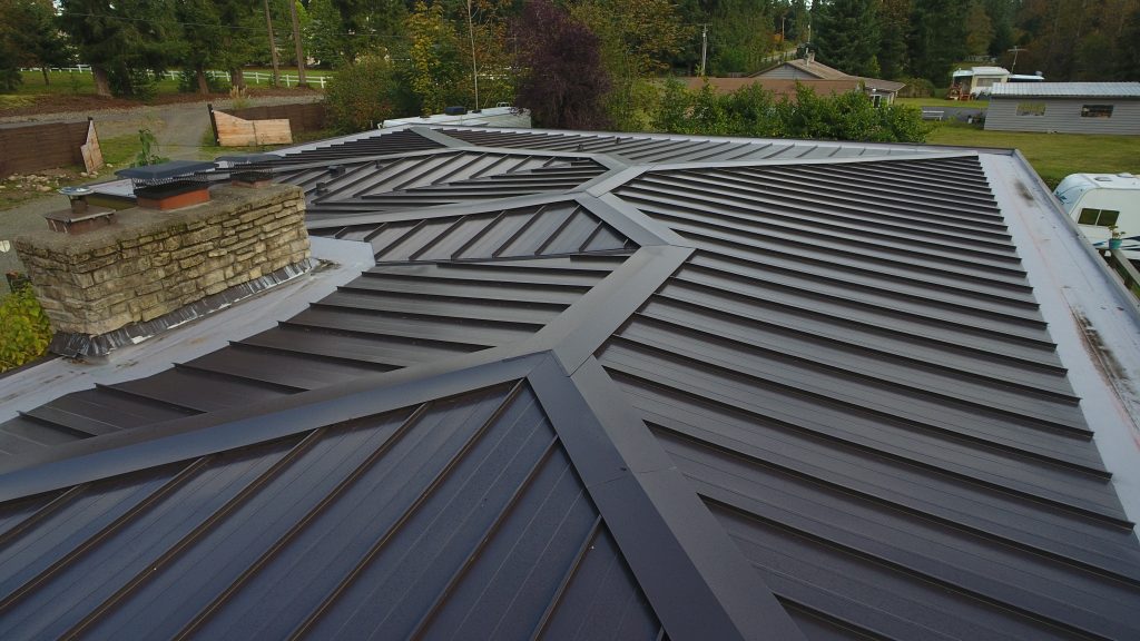 beautiful new metal roof in Auburn, Washington, close up view