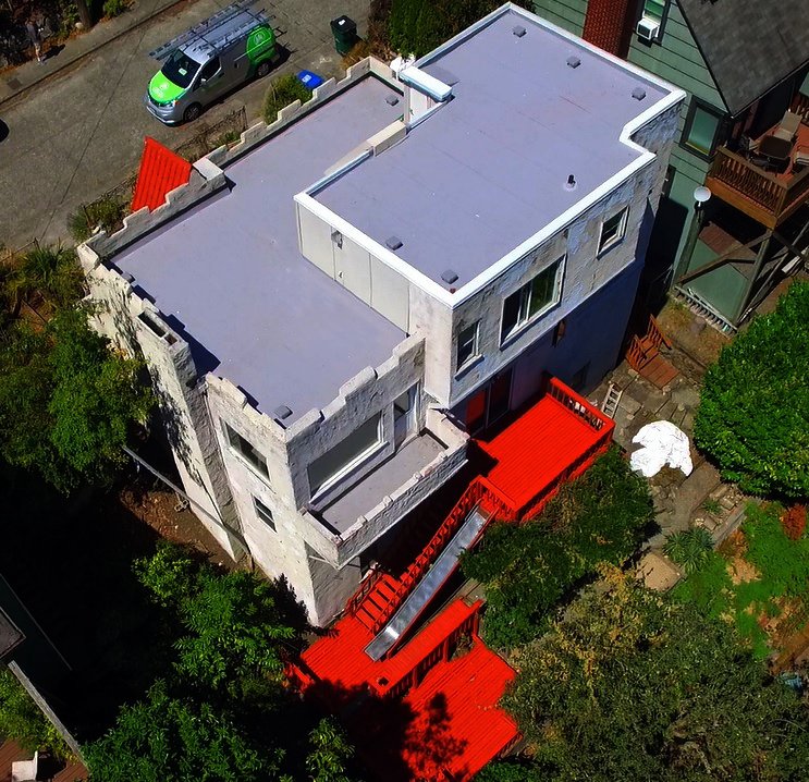 Fremont Castle: New roofing with new walking deck