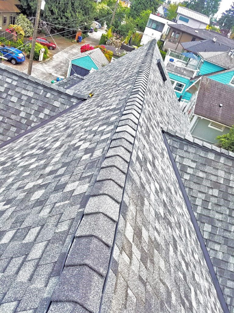 Seattle Residential Composite Asphalt Shingles Steep Pitch Roof Ridge
