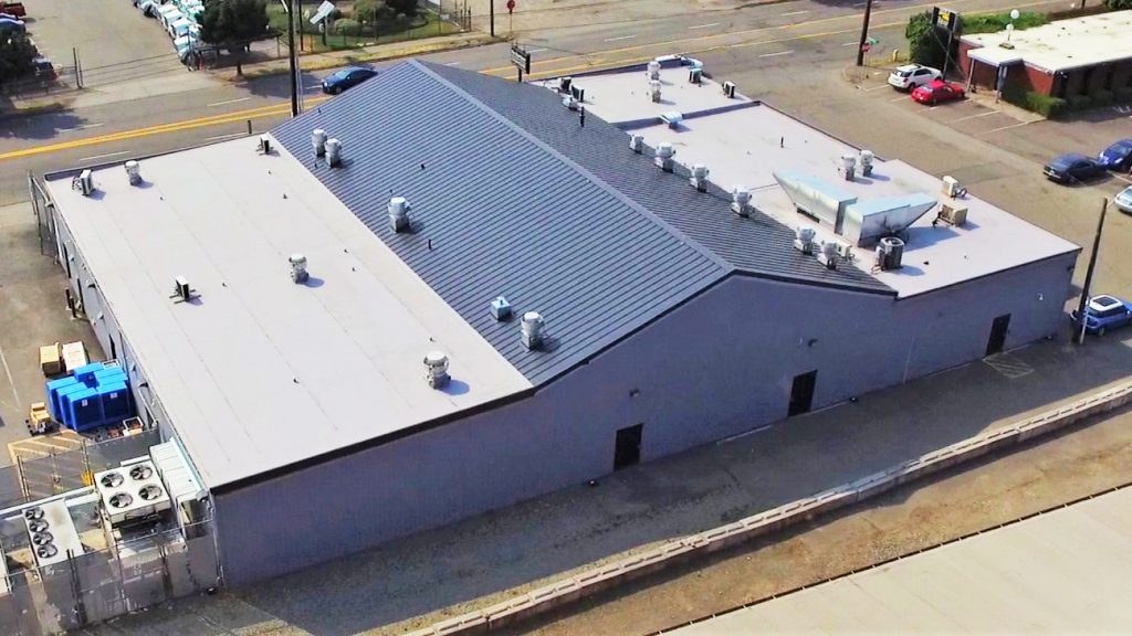 Residential Roofing: Seattle Cook House Metal & Flat Roof System top back side view