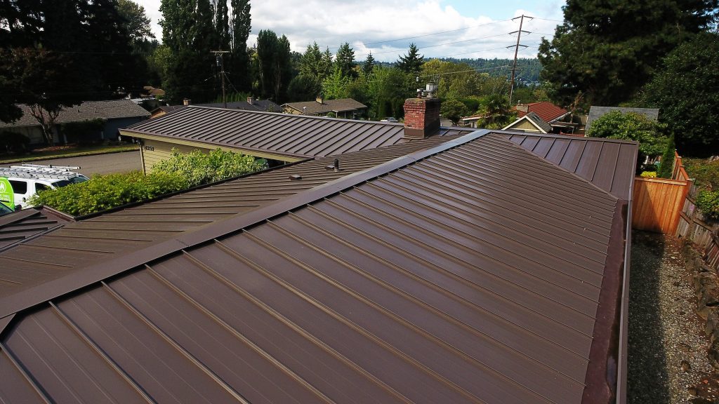 Bellevue metal roofing by Three Tree Roofing Close up view