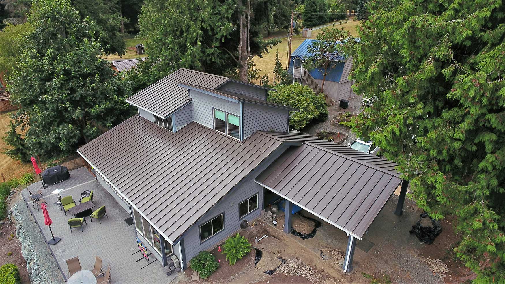 This is a beautiful metal roof with Nu-Ray's NRM 1000 in Weathered Copper.