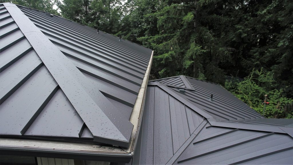 Close up of steel metal roofing