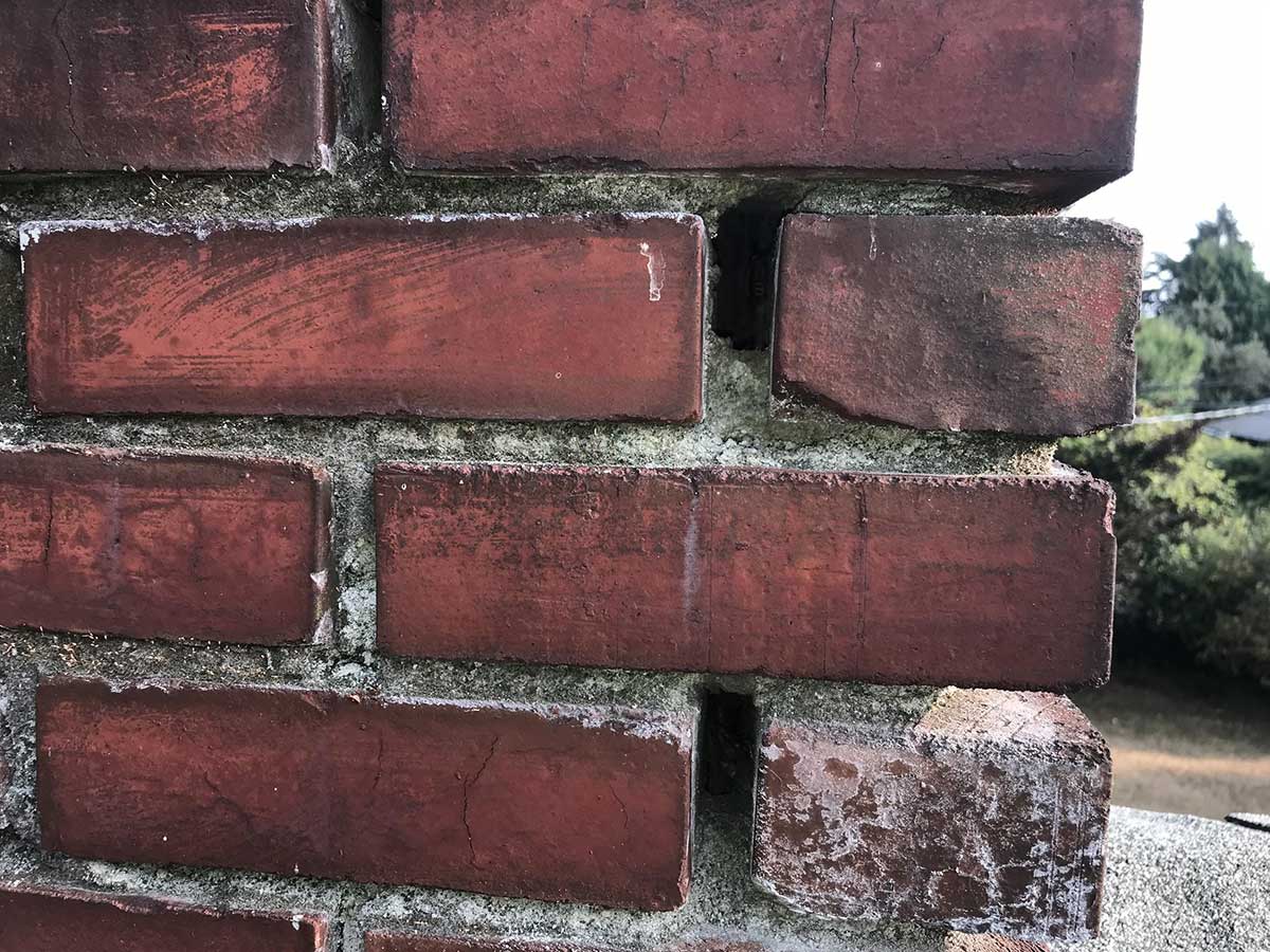 Home with damaged chimney