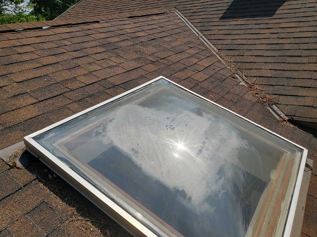 Home with damaged skylight