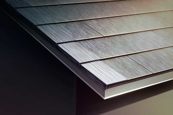 Close up view of Tesla Solar Roof Tiles