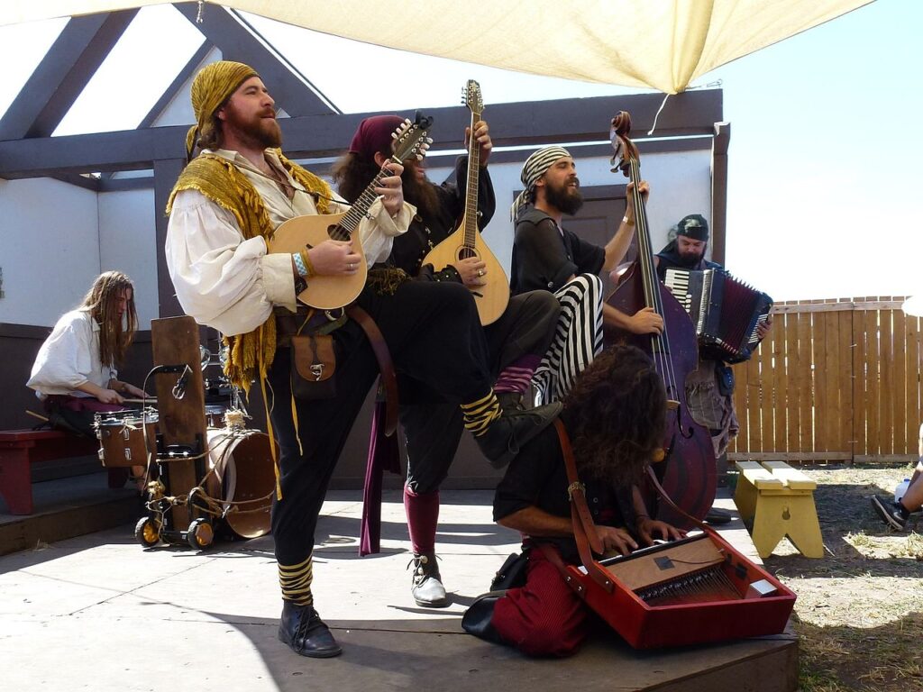 The Dread Crew of Oddwood band performing at the Washington Midsummer Renaissance Fair in Bonney Lake, WA.