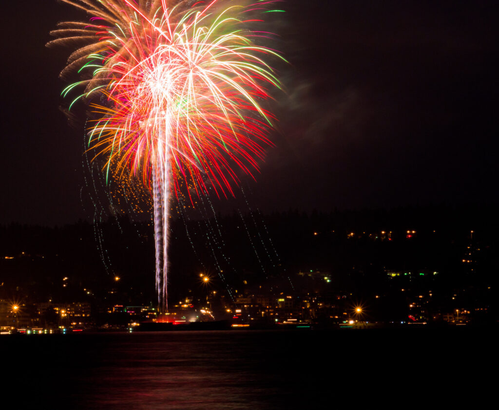 Kirkland, Washington - Fireworks over Lake Washington