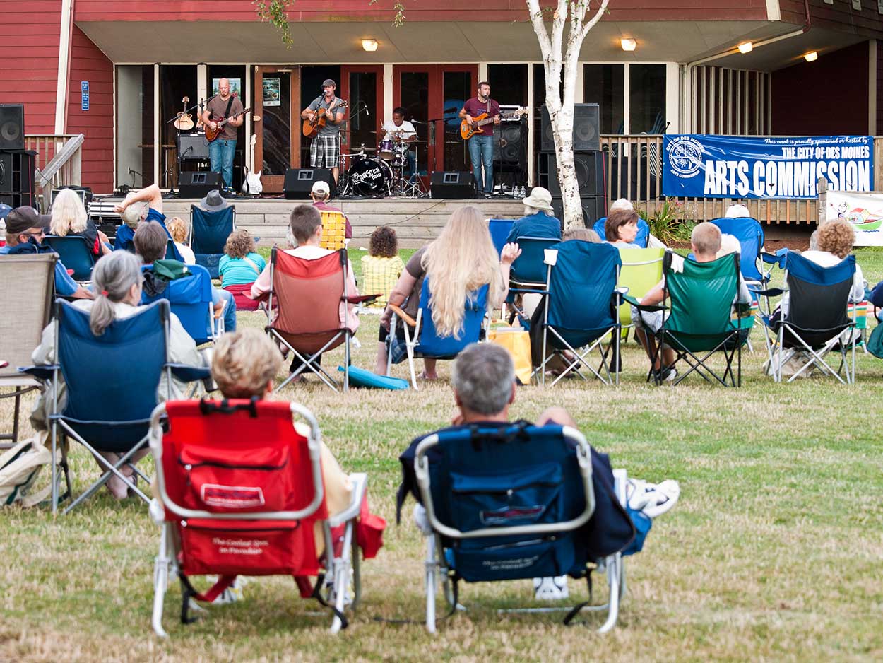 The Lucas Cates Band performs at Des Moines Beach Park as part of the City of Des Moines, WA summer concert series.