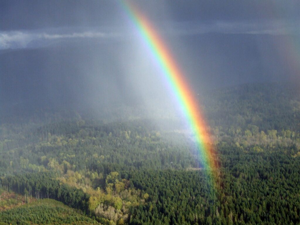 One of the observers spotted a rainbow over the foothills in eastern Pierce County on this Washington State Dept. of Transportation Mission Observer Aviation Training.