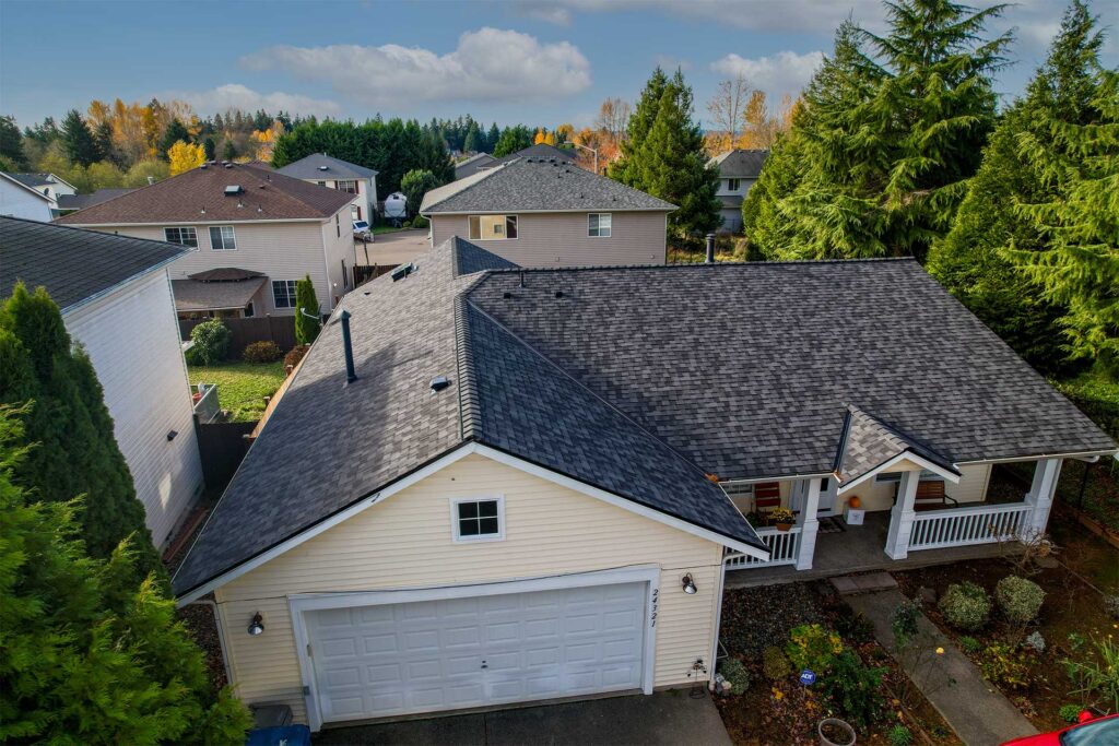 Kent Roofer Project: Composite Asphalt Shingle Roofing Front View of Residential Home