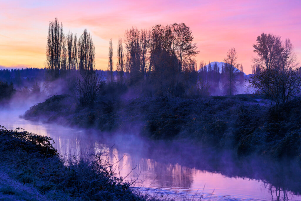 Beautiful Sunrise over the Sammamish River valley