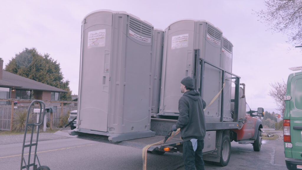 All Three Tree Roofing job sites have a port-a-potty delivered