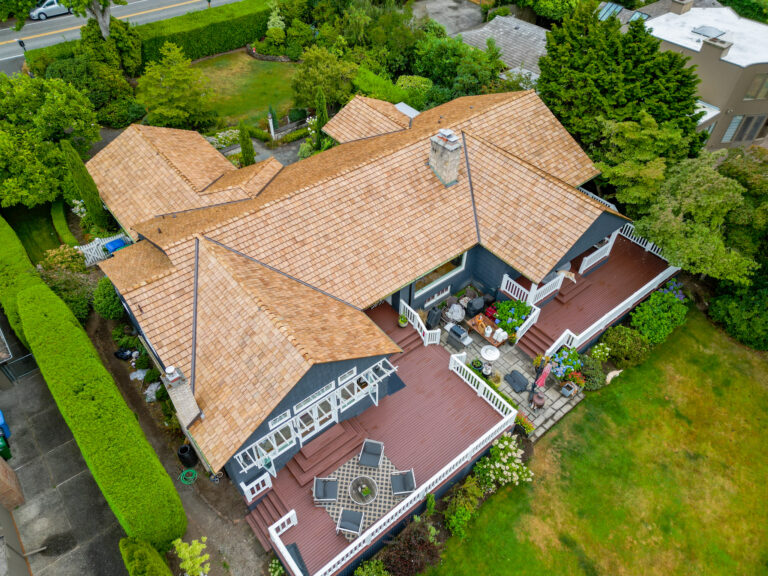 Custom Cedar Shake Shingle Roof Shoreline Washington - View of decks