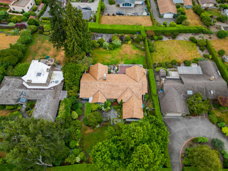 Custom Cedar Shake Shingle Roof Shoreline Washington - Overhead view zoomed out