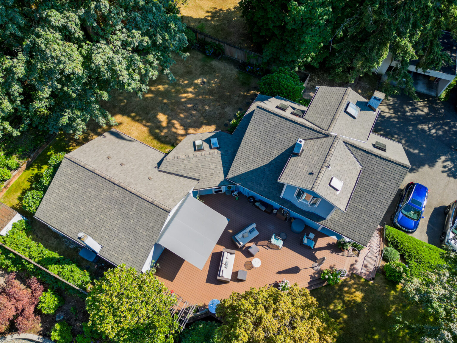 New Composite Shingles Roof in Mercer Island, Washington - Overhead of entire home roof