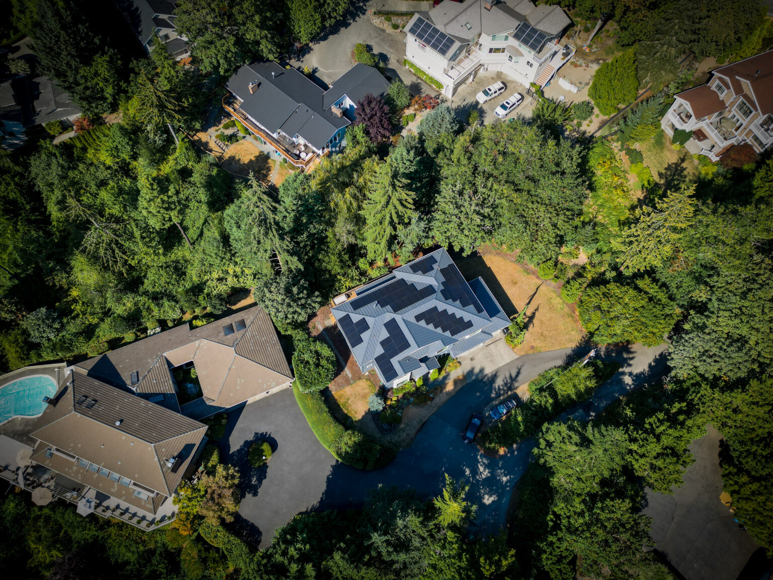 New Metal Roof Replacement on Mercer Island, Washington - Zoomed out view of new roof