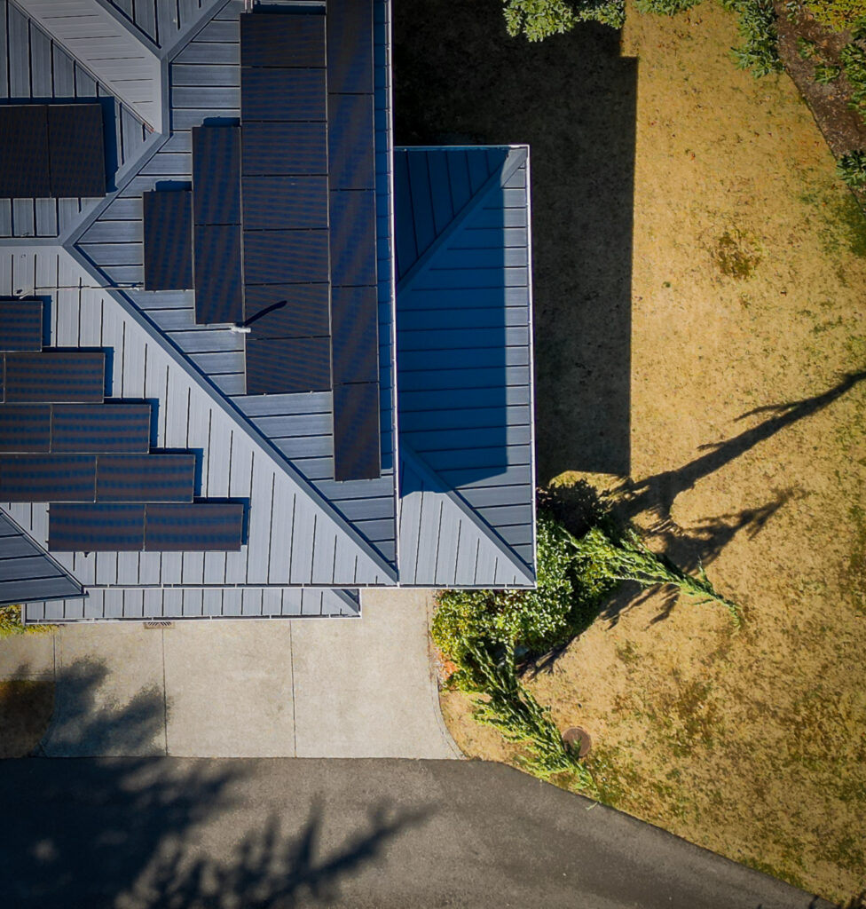 New Metal Roof Replacement on Mercer Island, Washington - Close up view of new roof