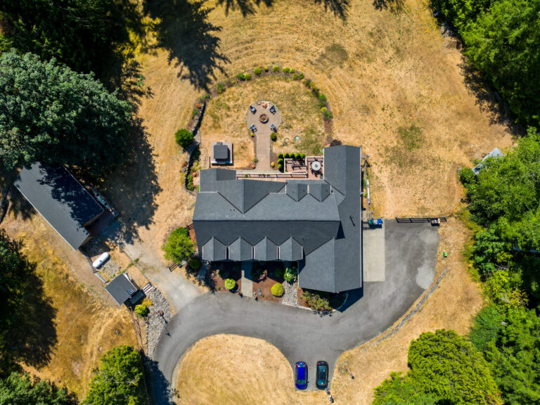 Multi-structure Residential Composite Shingles Roof in Ravensdale, Washington - Overhead view of home