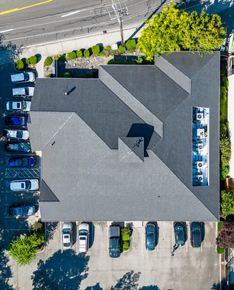 New Composite Asphalt Shingle Commercial Roof in Auburn, Washington - Top view of roof