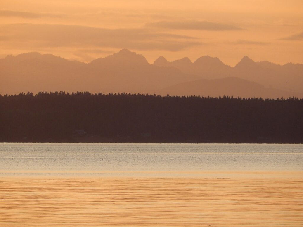  Sunset from Fox Island, Washington with a view of the Olympic Mountains the night before the Great American Eclipse of 2017