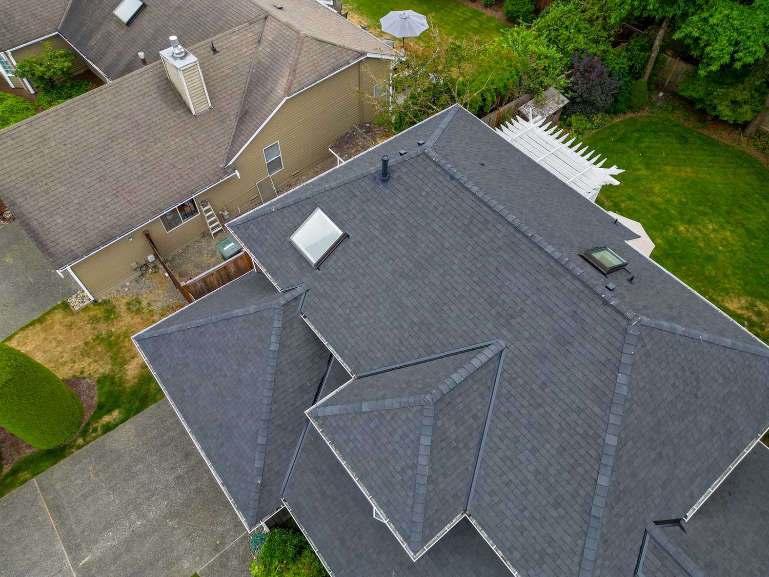 Composite Shingles Roof, Bothell, Washington - Close up of skylights and roof details