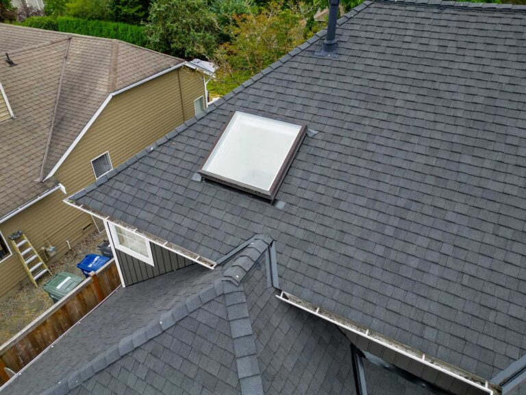 Composite Shingles Roof, Bothell, Washington - Close up of skylight on roof