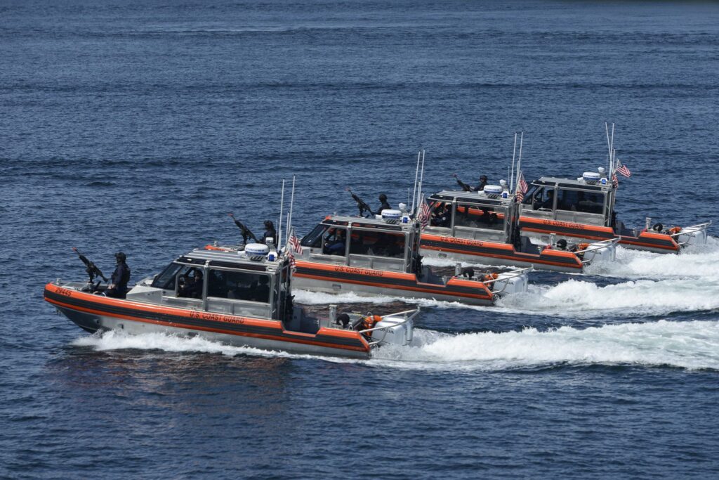 The United States Coast Guard conducts maritime security exercise near Fox Island, WA.