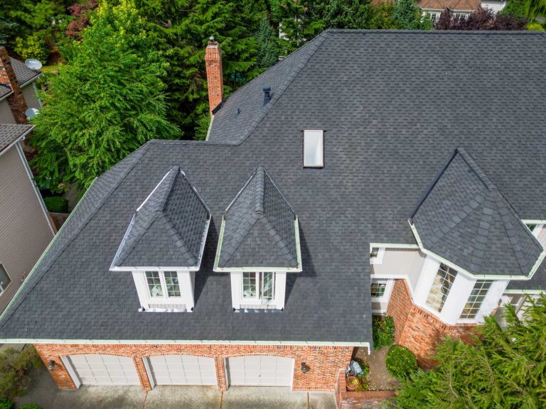 New Composite Asphalt Shingle Roof, Bellevue, Washington - Close up of dormers