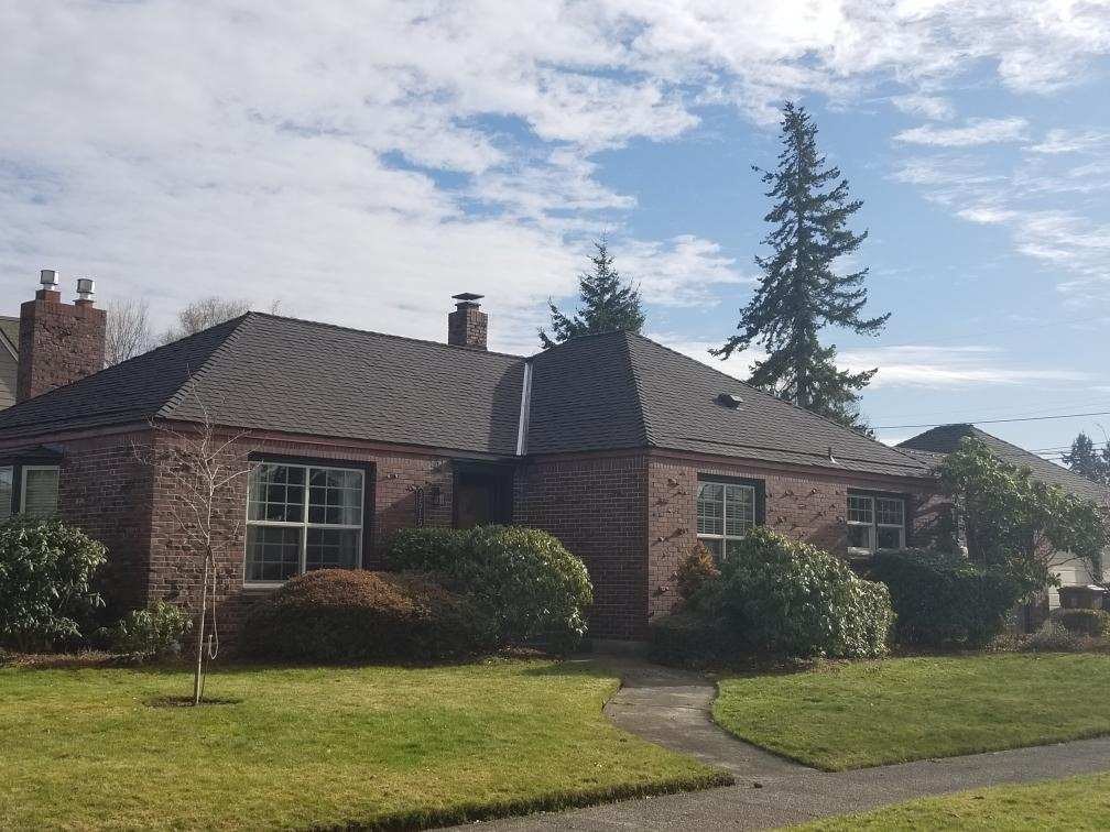 Finished Asphalt Shingle roof replacement with metal valleys in Tacoma, Washington