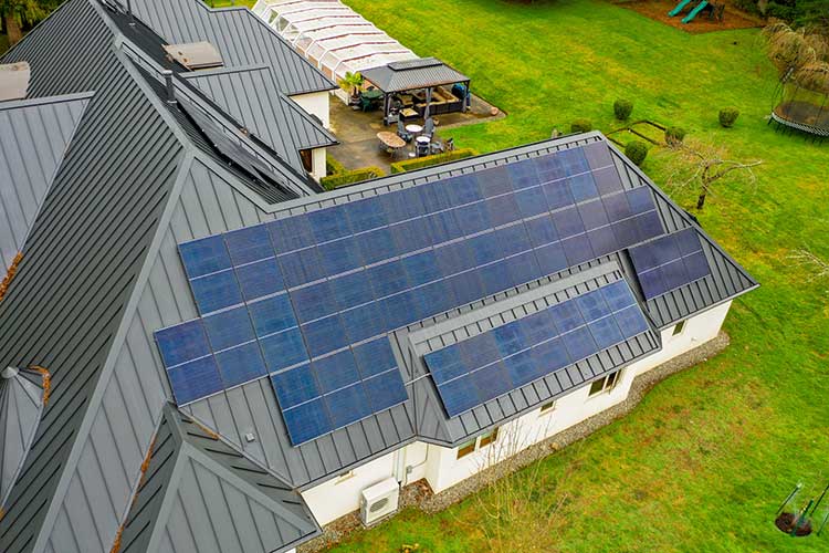 Amazing Metal Roof Installation with Solar in Redmond, Washington - close up of solar panels