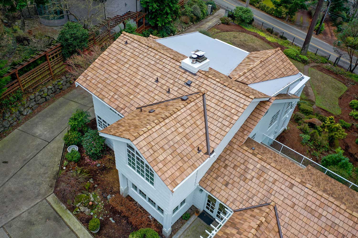 Custom Cedar Shake / Flat Roof Combo in Seattle, Washington