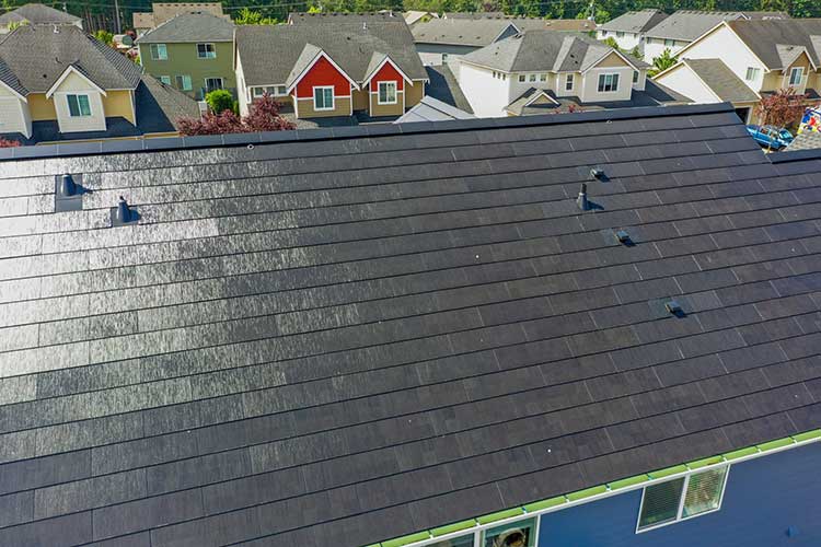 Lovely Tesla Solar Roof in Bonney Lake, Washington - Close up of Tesla Solar Roof Tiles