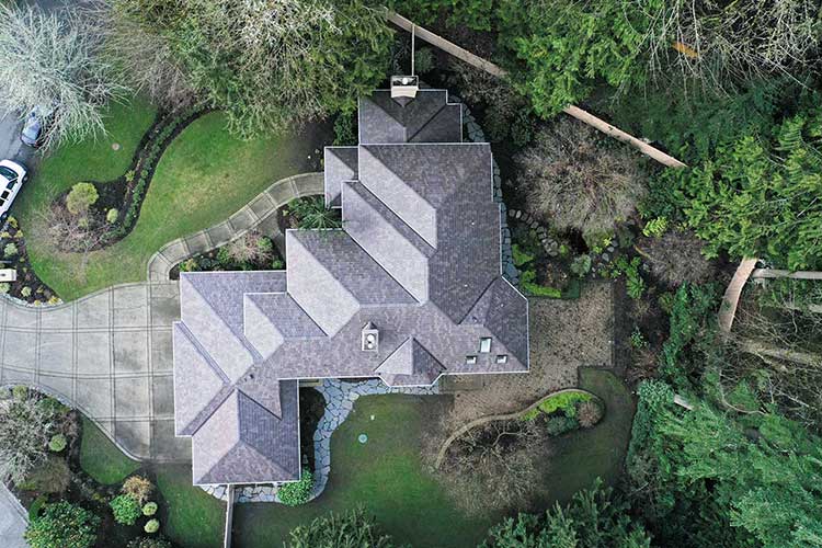 Eco-Friendly DaVinci Synthetic Shake Shingles in Redmond, Washington - top view of house with new roof