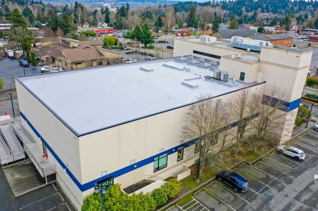 Puget Sound Elementary School Flat Roof in Tukwila, Washington - top view of flat roof