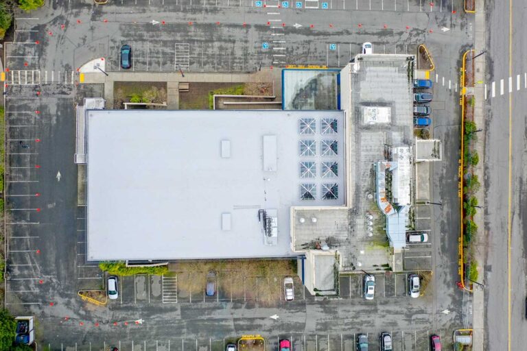 Puget Sound Elementary School Flat Roof in Tukwila, Washington - top view of flat roof