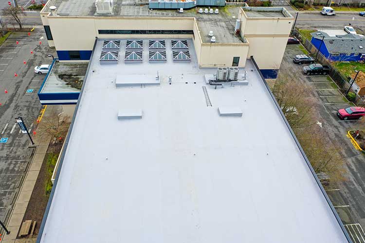 Puget Sound Elementary School Flat Roof in Tukwila, Washington - close up view of flat roof