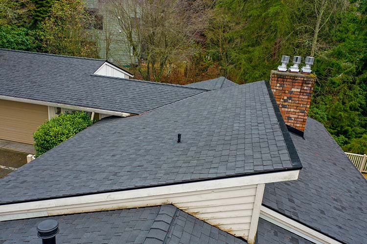 New Composite Asphalt Roof in Bellevue, Washington - close up of roof details