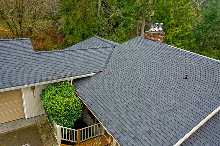 New Composite Asphalt Roof in Bellevue, Washington - close up of roof details