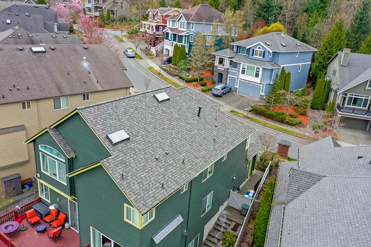 New Composite Asphalt Shingles Roof in Issaquah, Washington - view of back of house and roof