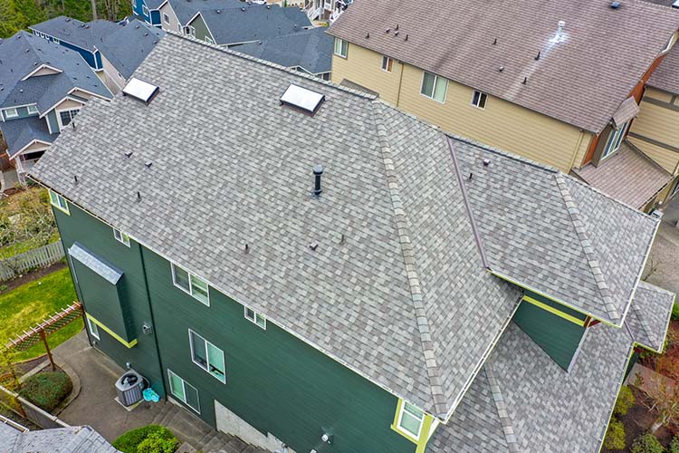 New Composite Asphalt Shingles Roof in Issaquah, Washington - close up of roof details