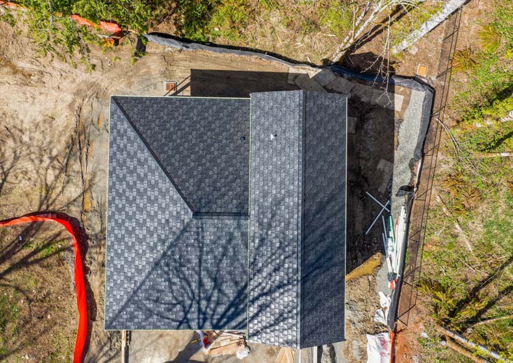 New Synthetic Garage Roof in Redmond, Washington - overhead view of roof