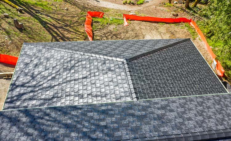 New Synthetic Garage Roof in Redmond, Washington - close up of roof details