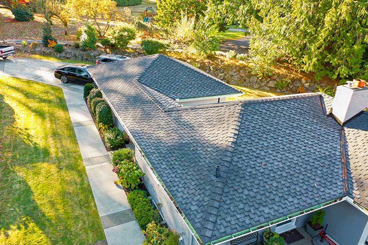 New Composite Asphalt Shingles Roof in Normandy Park, Washington: close up view of roof