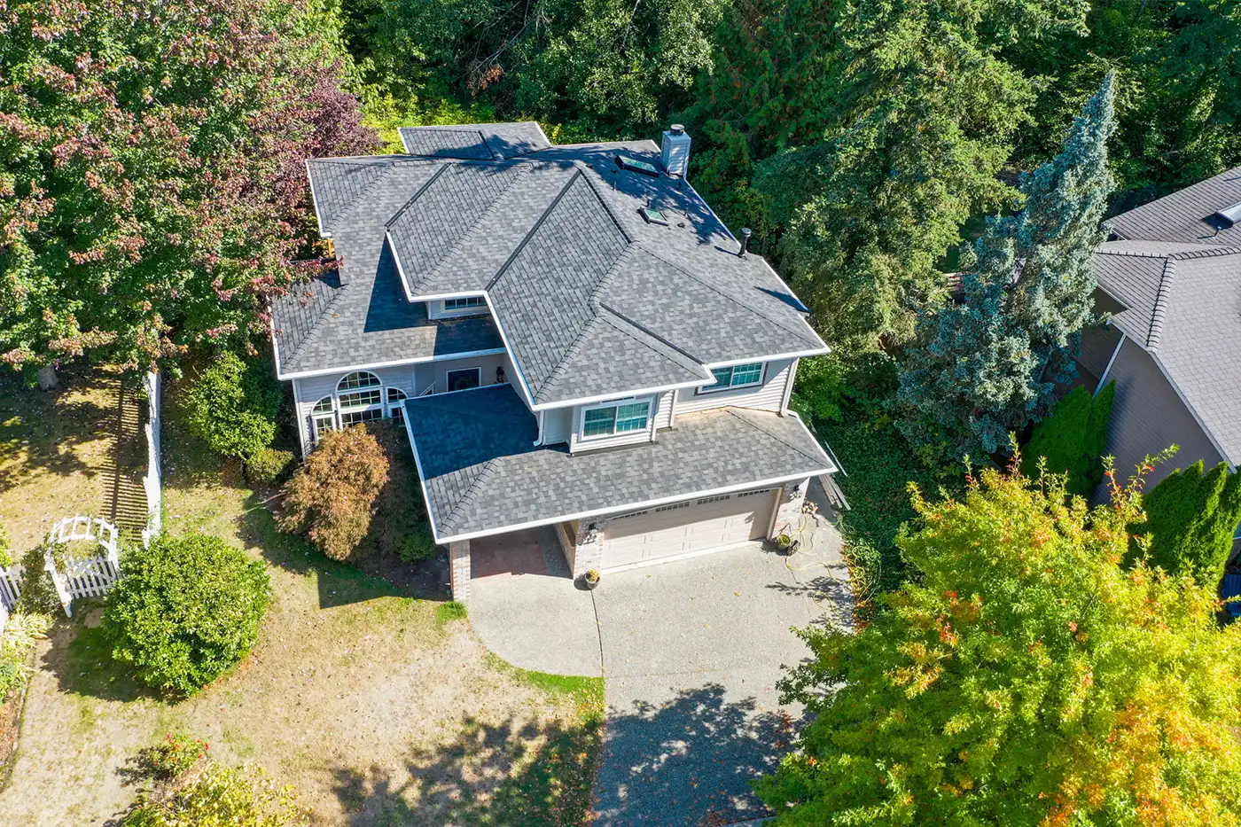 Composite Asphalt Shingle in Kirkland, Washington - view of the new roof and front of the house from an angle
