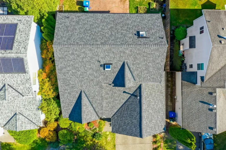 Composite Asphalt Shingle in Renton, Washington: overhead view from top of new roof