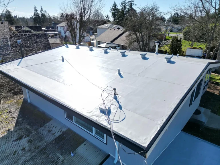 Closeup view of the PVC Flat Roof in Des Moines, Washington