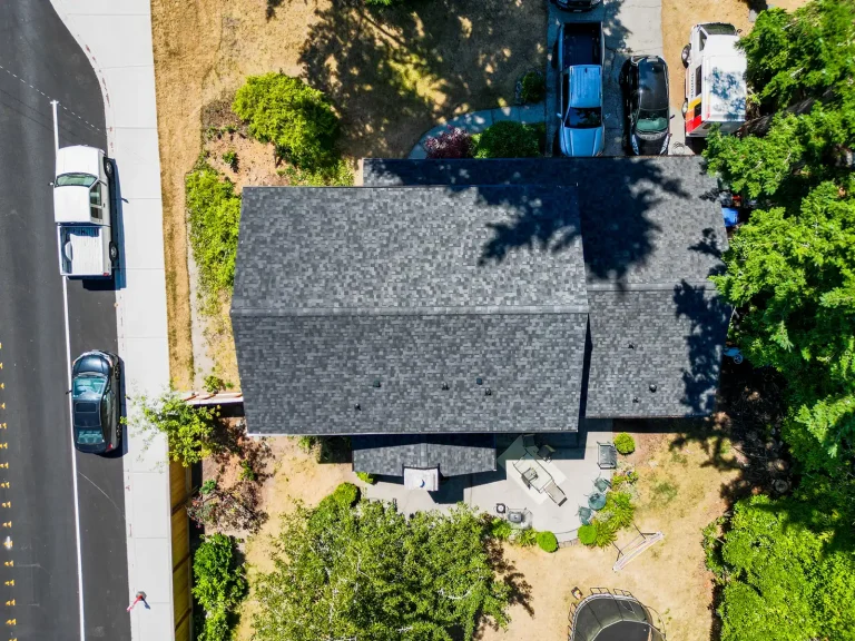 Overhead view of Composite Asphalt Shingle Roof Replacement in Bellevue, Washington